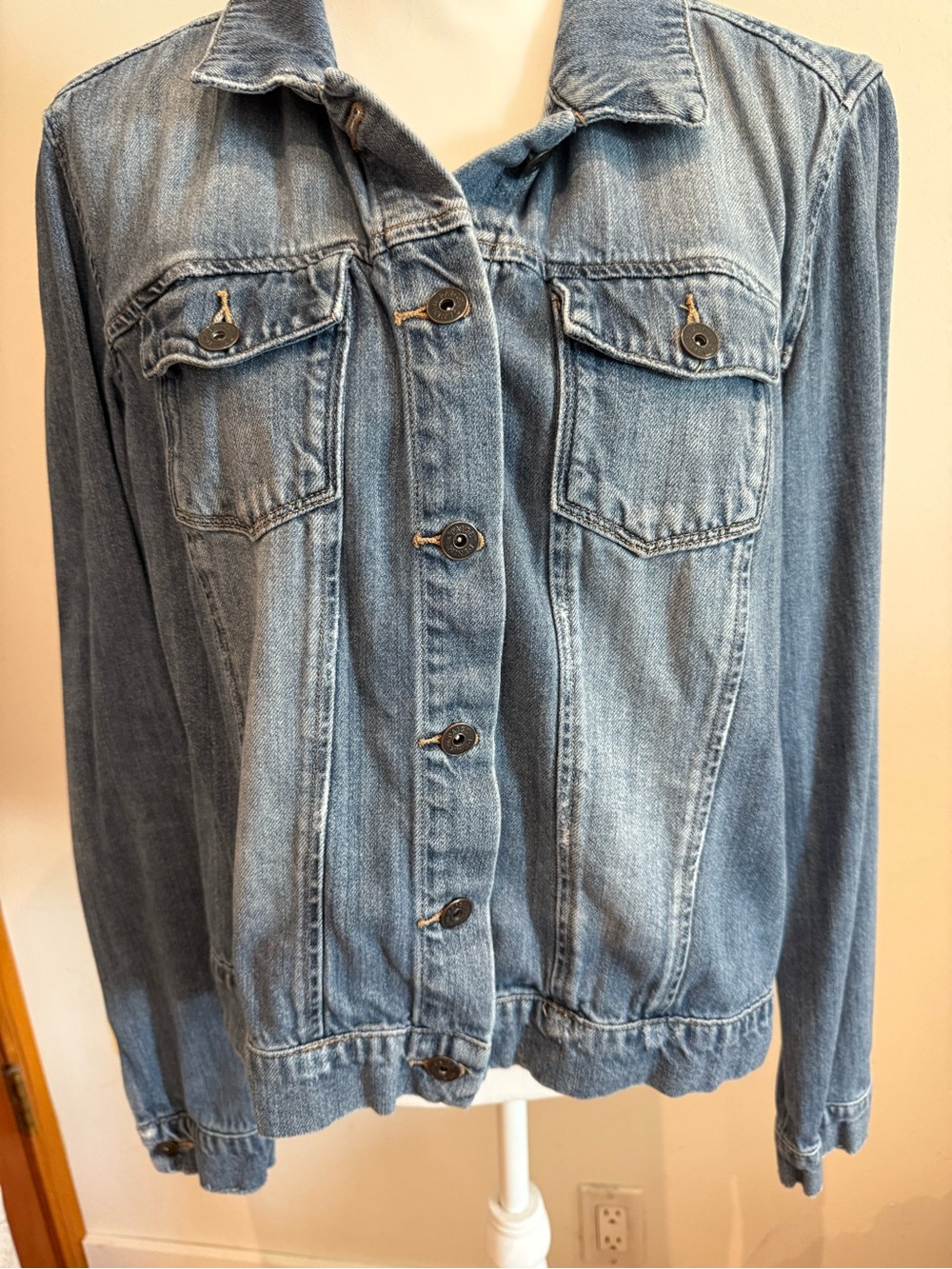 PAIGE Light Blue Denim Jacket with Button Front